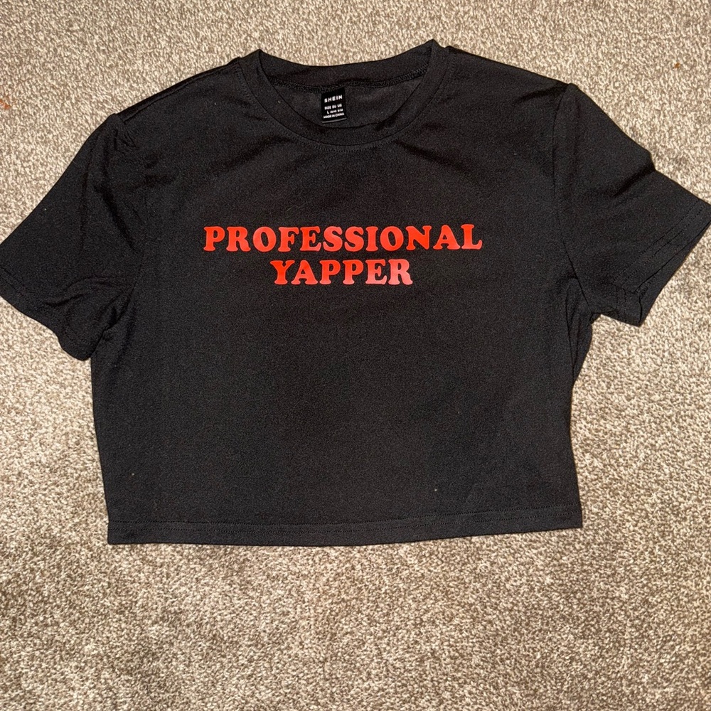 SHEIN Black Tee with Red Lettering